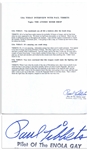 Paul Tibbets Signed Statement Regarding Dropping the Atomic Bomb on Hiroshima During World War II -- Including How He Took a Nap Afterwards